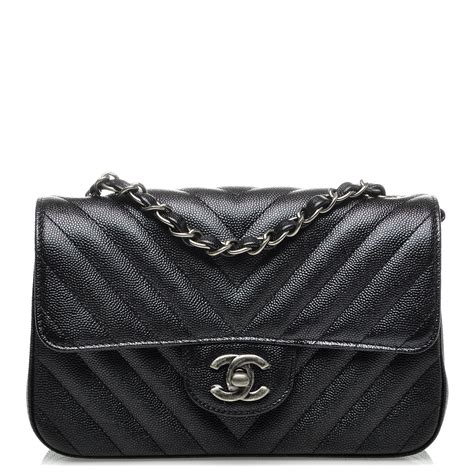 chanel caviar chevron quilted mini rectangular flap black|CHANEL Caviar Quilted Mini Rectangular Flap Black.